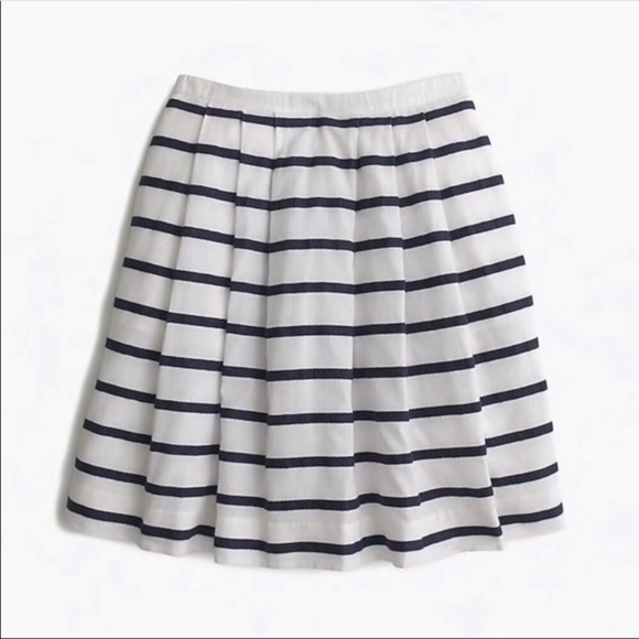 J. CREW Nautical Striped Pleated Lined Cotton Embroidered Mini Flounce Skirt 2 - Picture 3 of 10